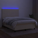 vidaXL krémszínű szövet rugós és LED-es ágy matraccal 140x190cm