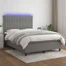 vidaXL sötétszürke szövet rugós és LED-es ágy matraccal 140x200 cm