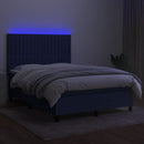 vidaXL kék szövet rugós és LED-es ágy matraccal 140x200 cm