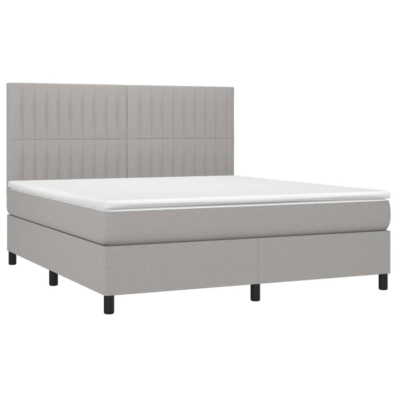 vidaXL világosszürke szövet rugós és LED-es ágy matraccal 160x200 cm