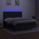 vidaXL fekete szövet rugós és LED-es ágy matraccal 160x200 cm