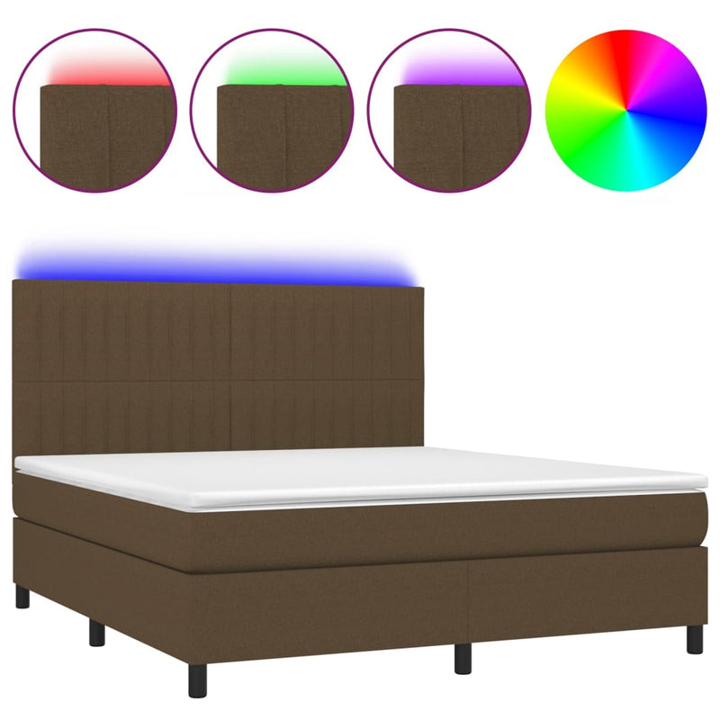 vidaXL barna szövet rugós és LED-es ágy matraccal 160x200 cm