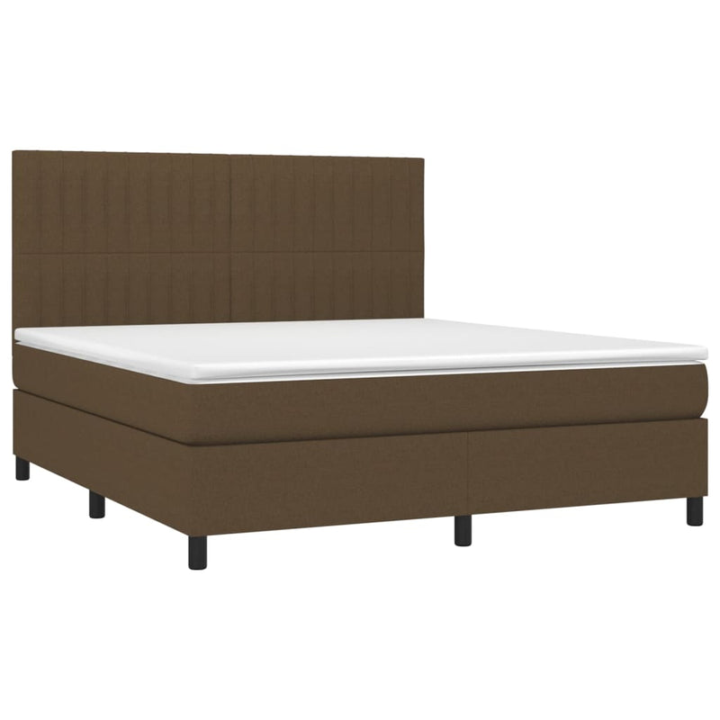 vidaXL barna szövet rugós és LED-es ágy matraccal 160x200 cm