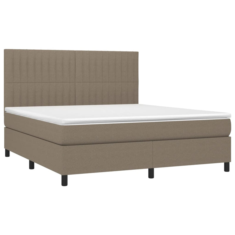 vidaXL tópszínű szövet rugós és LED-es ágy matraccal 160x200 cm