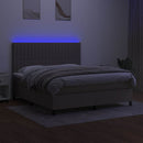 vidaXL tópszínű szövet rugós és LED-es ágy matraccal 160x200 cm
