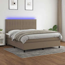 vidaXL tópszínű szövet rugós és LED-es ágy matraccal 160x200 cm