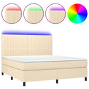 vidaXL krémszínű szövet rugós és LED-es ágy matraccal 160x200 cm