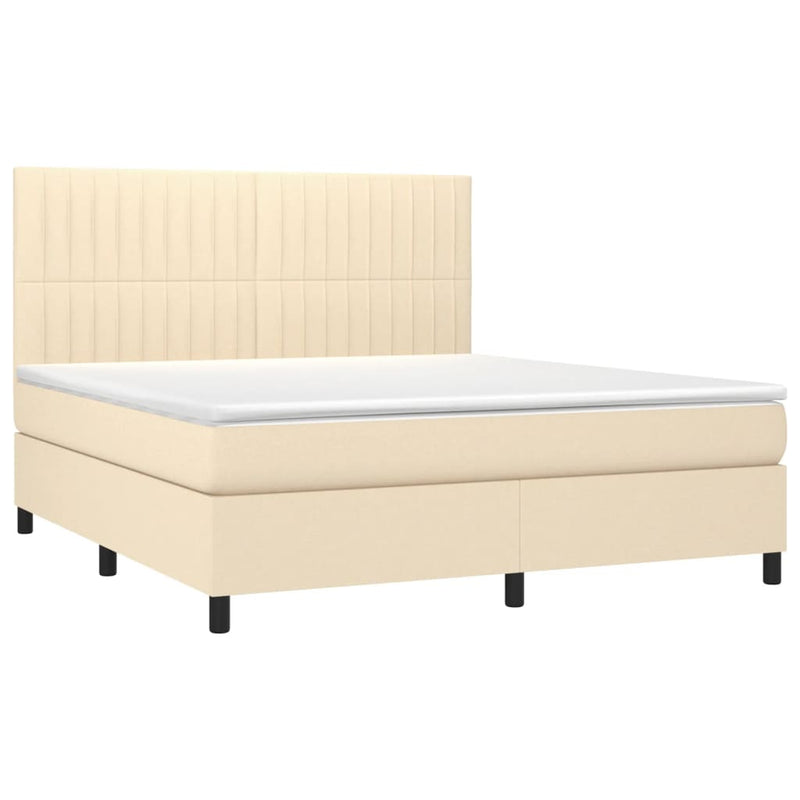 vidaXL krémszínű szövet rugós és LED-es ágy matraccal 160x200 cm