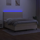 vidaXL krémszínű szövet rugós és LED-es ágy matraccal 160x200 cm