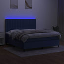vidaXL kék szövet rugós és LED-es ágy matraccal 160x200 cm