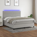 vidaXL világosszürke szövet rugós és LED-es ágy matraccal 160x200 cm