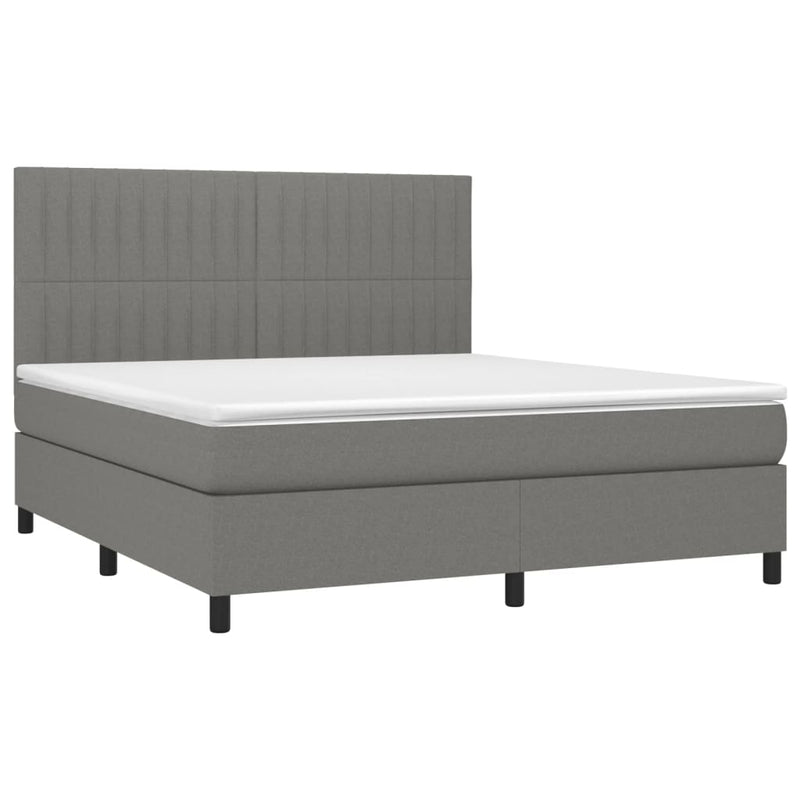 vidaXL sötétszürke szövet rugós és LED-es ágy matraccal 180 x 200 cm