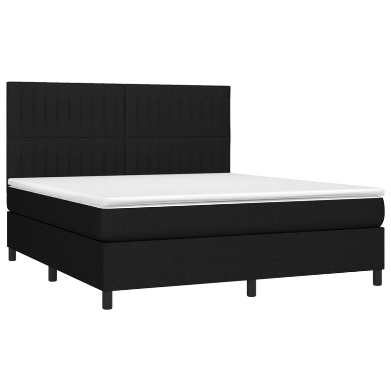 vidaXL fekete szövet rugós és LED-es ágy matraccal 180 x 200 cm