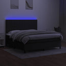 vidaXL fekete szövet rugós és LED-es ágy matraccal 180 x 200 cm