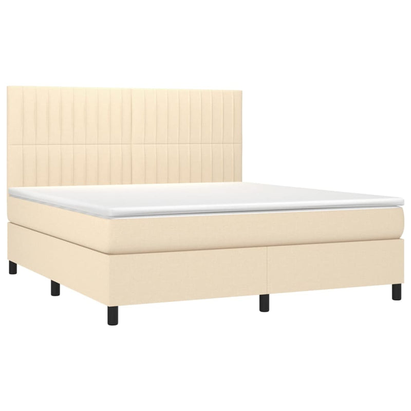 vidaXL krémszínű szövet rugós és LED-es ágy matraccal 180 x 200 cm
