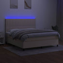 vidaXL krémszínű szövet rugós és LED-es ágy matraccal 180 x 200 cm