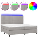 vidaXL világosszürke szövet rugós és LED-es ágy matraccal 200x200 cm
