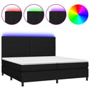 vidaXL fekete szövet rugós és LED-es ágy matraccal 200x200 cm