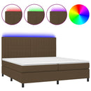 vidaXL barna szövet rugós és LED-es ágy matraccal 200x200 cm