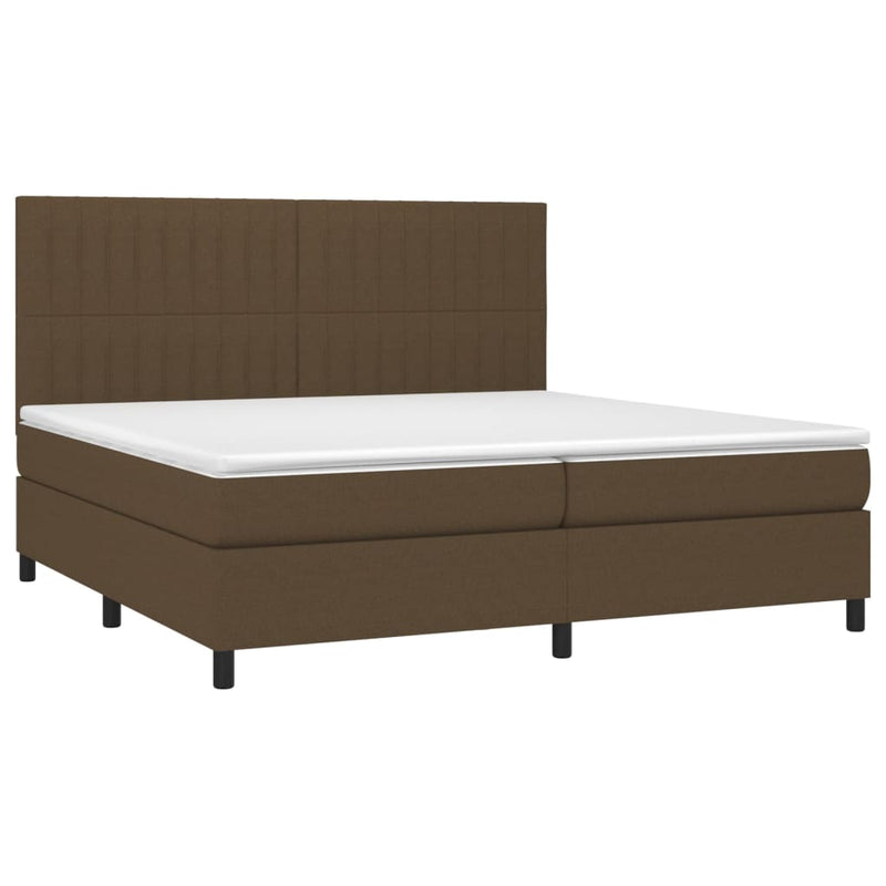 vidaXL barna szövet rugós és LED-es ágy matraccal 200x200 cm