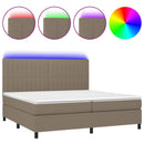 vidaXL tópszínű szövet rugós és LED-es ágy matraccal 200 x 200 cm