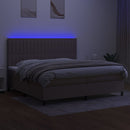 vidaXL tópszínű szövet rugós és LED-es ágy matraccal 200 x 200 cm