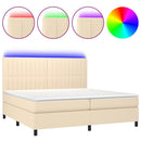 vidaXL krémszínű szövet rugós és LED-es ágy matraccal 200 x 200 cm