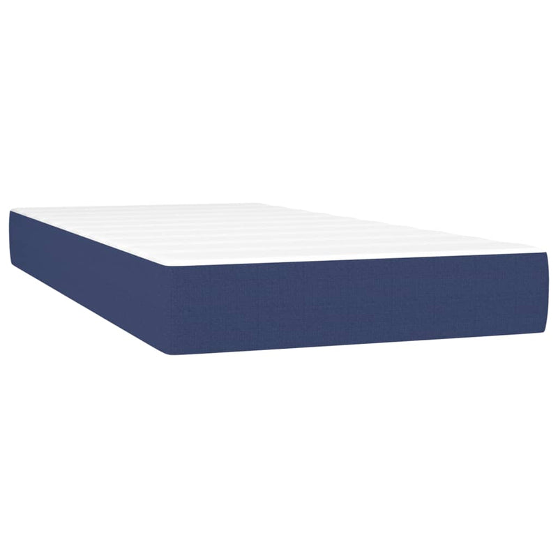 vidaXL kék szövet rugós és LED-es ágy matraccal 200 x 200 cm