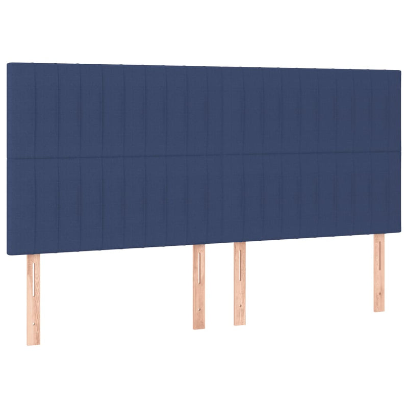 vidaXL kék szövet rugós és LED-es ágy matraccal 200 x 200 cm