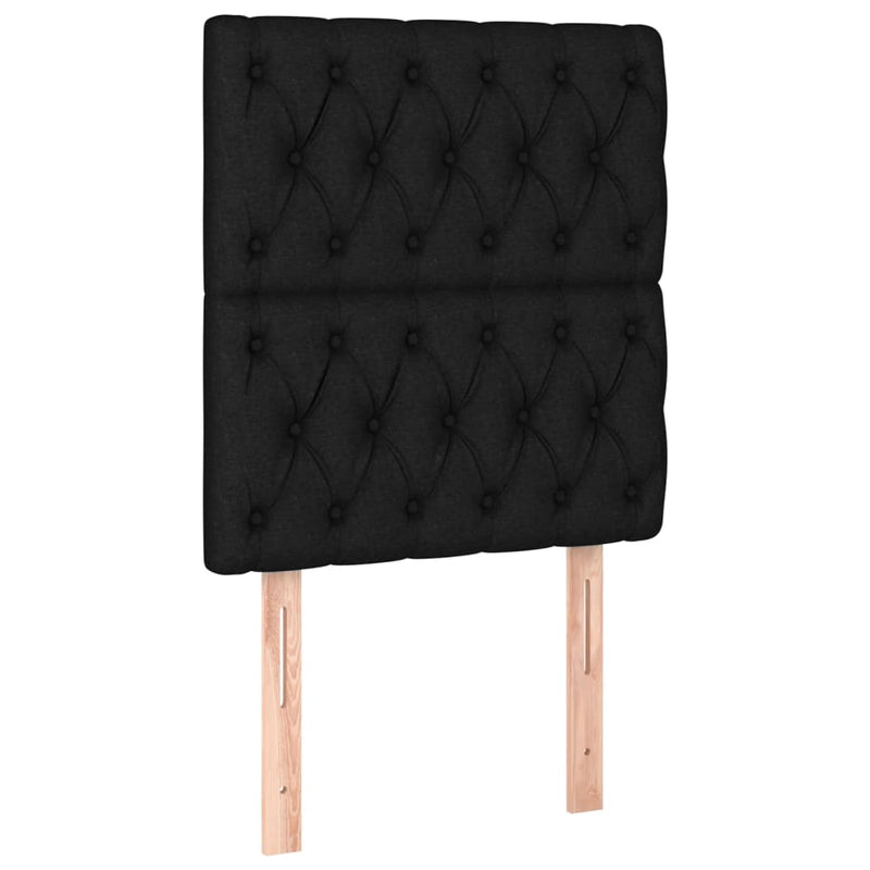 vidaXL fekete szövet rugós és LED-es ágy matraccal 80 x 200 cm