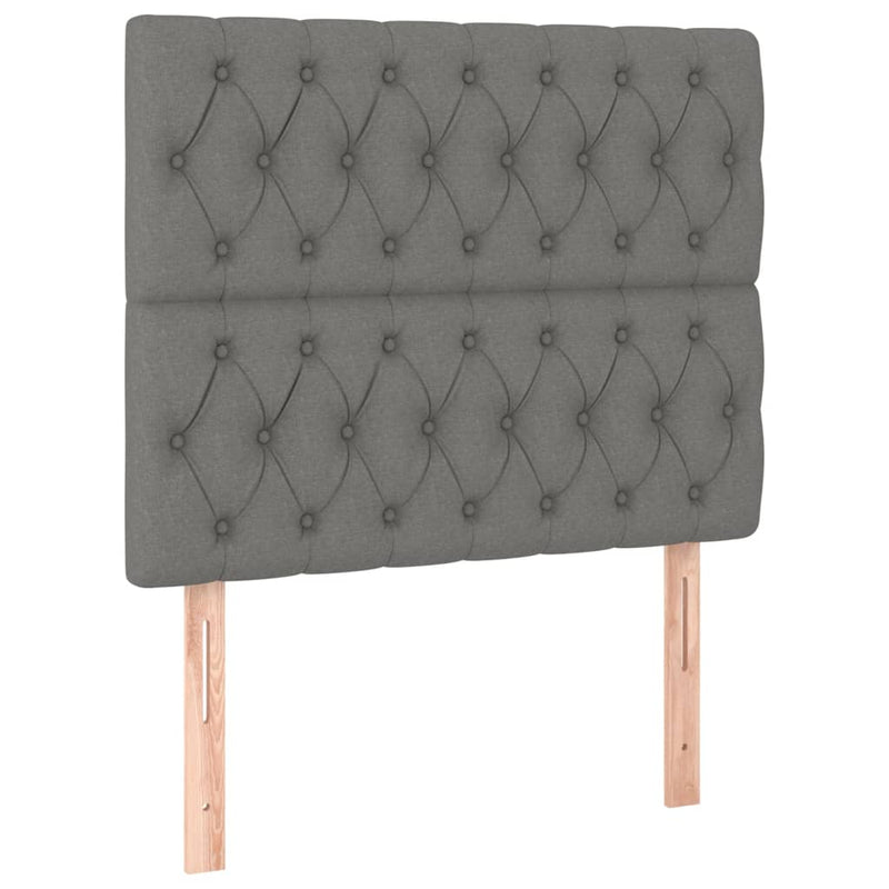 vidaXL sötétszürke szövet rugós és LED-es ágy matraccal 90x190 cm