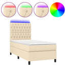 vidaXL krémszínű szövet rugós és LED-es ágy matraccal 90x190 cm