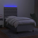 vidaXL világosszürke szövet rugós és LED-es ágy matraccal 90x200 cm
