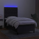 vidaXL fekete szövet rugós és LED-es ágy matraccal 100x200 cm