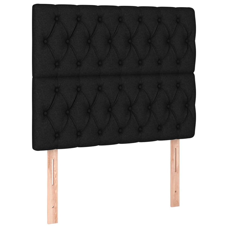 vidaXL fekete szövet rugós és LED-es ágy matraccal 120 x 200 cm