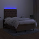 vidaXL barna szövet rugós és LED-es ágy matraccal 120 x 200 cm