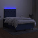vidaXL kék szövet rugós és LED-es ágy matraccal 120 x 200 cm