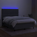 vidaXL sötétszürke szövet rugós és LED-es ágy matraccal 140x190 cm