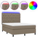 vidaXL tópszínű szövet rugós és LED-es ágy matraccal 140x190cm