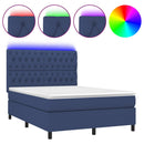 vidaXL kék szövet rugós és LED-es ágy matraccal 140x190 cm