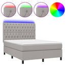 vidaXL világosszürke szövet rugós és LED-es ágy matraccal 140x200 cm