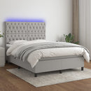 vidaXL világosszürke szövet rugós és LED-es ágy matraccal 140x200 cm