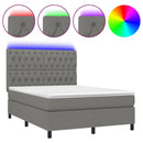 vidaXL sötétszürke szövet rugós és LED-es ágy matraccal 140x200 cm