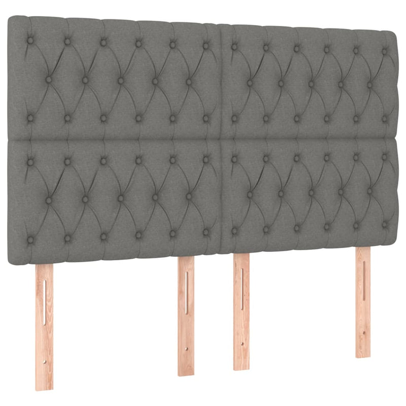 vidaXL sötétszürke szövet rugós és LED-es ágy matraccal 140x200 cm