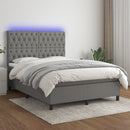 vidaXL sötétszürke szövet rugós és LED-es ágy matraccal 140x200 cm