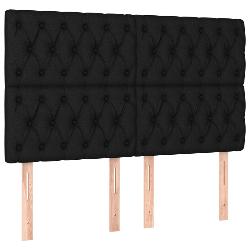 vidaXL fekete szövet rugós és LED-es ágy matraccal 140x200 cm