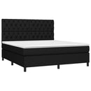 vidaXL fekete szövet rugós és LED-es ágy matraccal 160x200 cm