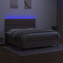 vidaXL tópszínű szövet rugós és LED-es ágy matraccal 160x200 cm
