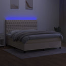 vidaXL krémszínű szövet rugós és LED-es ágy matraccal 160x200 cm