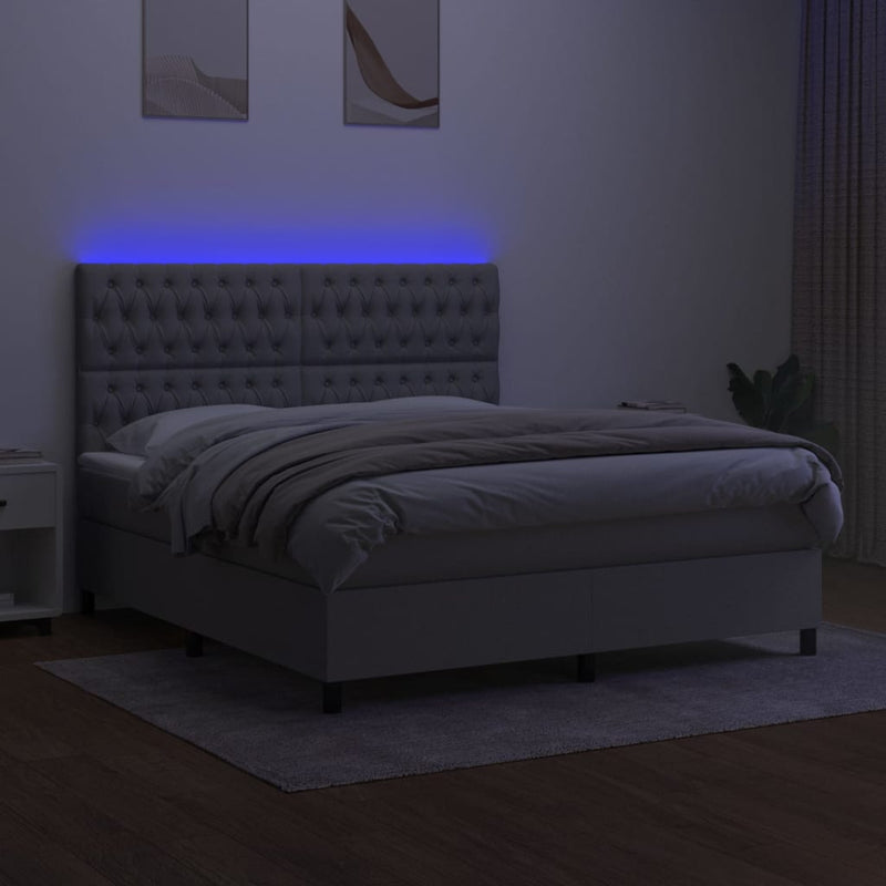 vidaXL világosszürke szövet rugós és LED-es ágy matraccal 160x200 cm
